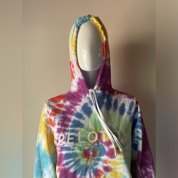 Tie Dye Peloton Hooded Sweatshirt by Spiritual Gangster,Rainbow colors. Size XS. - Picture 6 of 14